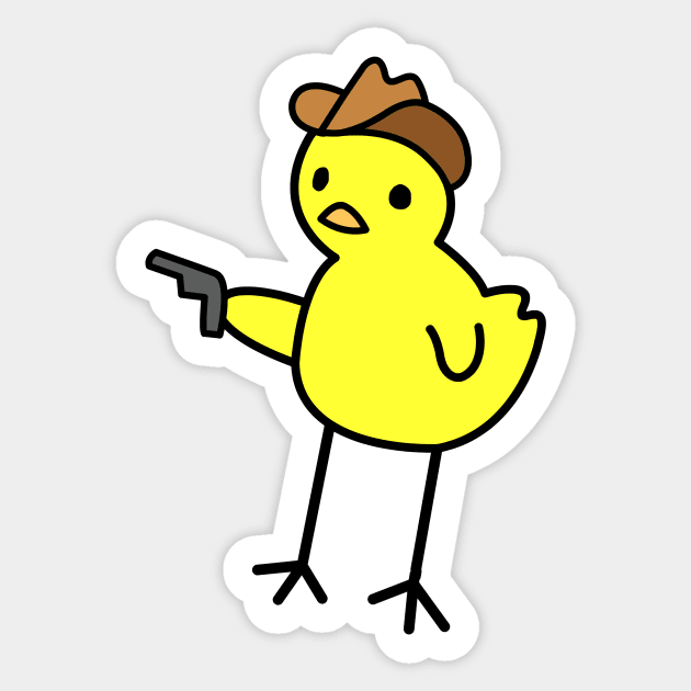 Chicken holding a gun Sticker by Orimei